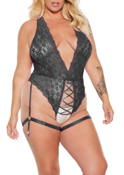 Pink Pussycat Crotchless Teddy Sexy Lace Bodysuit