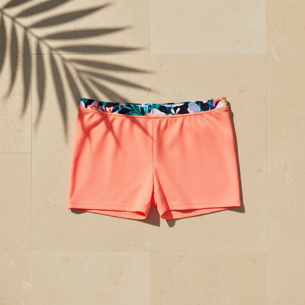 Ideology Big Girls Floral-Trim Swim Boyshorts, L(14)/Orange