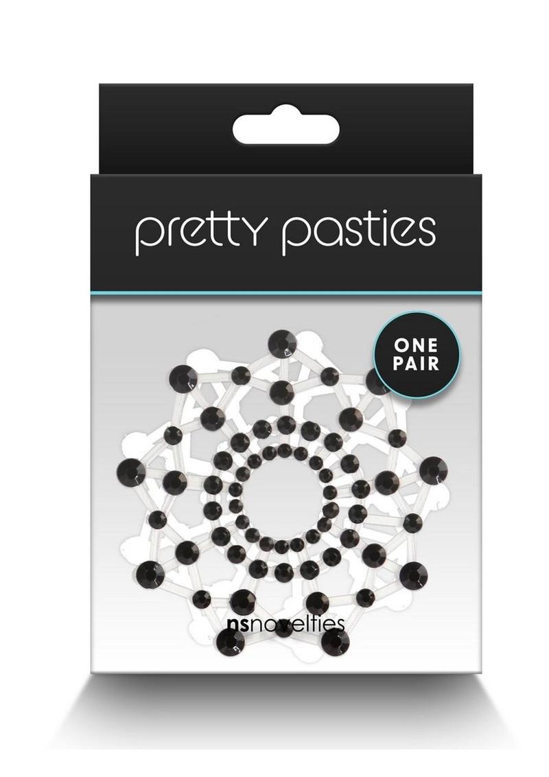 Pretty Pasties Charm III Black Self-Adhesive Rhinestone Nipple Covers