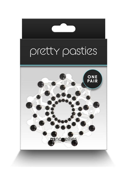 Pretty Pasties Charm III Black Self-Adhesive Rhinestone Nipple Covers