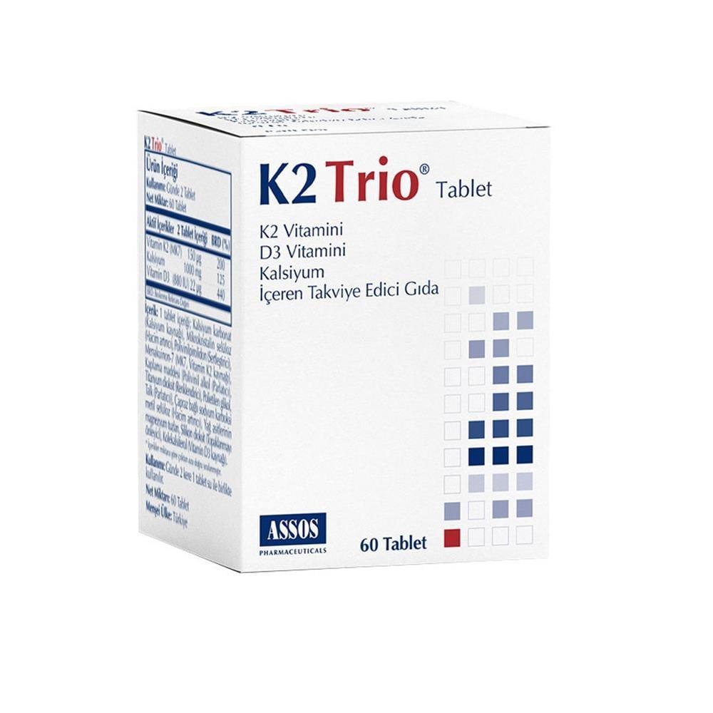 Eylul Trio Vitamin K2, Calcium &amp; Vitamin D Supplement - 60 Tablets for Bone Health Support