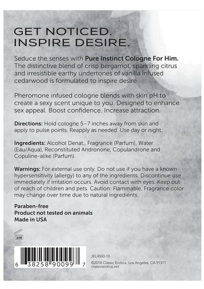 Pure Instinct Pheromone Infused Cologne for Him