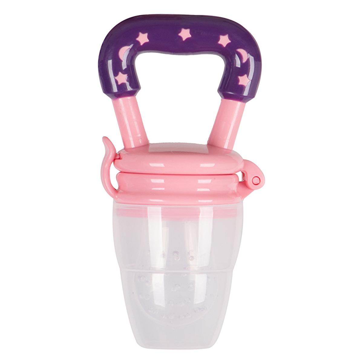 Sevi Bebe Silicone Baby Fruit Feeder &amp; Teether: Safe Introduction to Fruit, Soothes Teething Pain - Pink, EN14372 Compliant