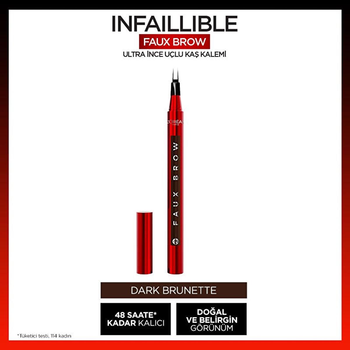 Loreal Paris Infaillible Faux Brow: Ultra-Fine Dark Brunette Brow Pencil for Natural, Long-Lasting, Smudge &amp; Waterproof Definition