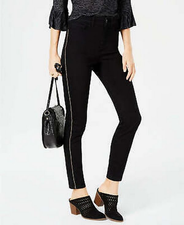 Style &amp; Co Petite Chain-Embellished High-Rise Skinny Jeans, Size 4P