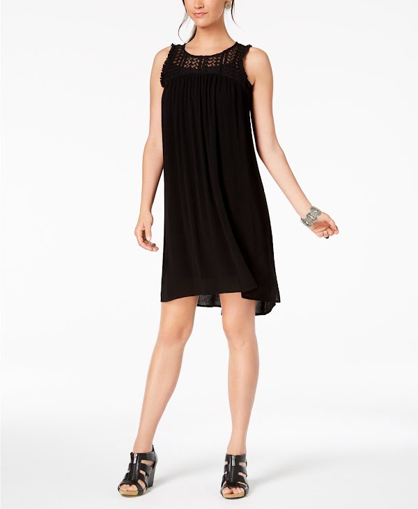 Style &amp; Co Lace-Trim High-Low Dress