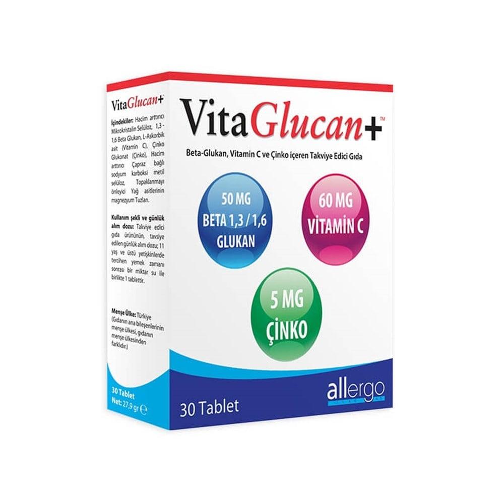 VitaGlucan Beta Glukan Supplement with Vitamin C &amp; Zinc - Immune System Support, 30 Capsules
