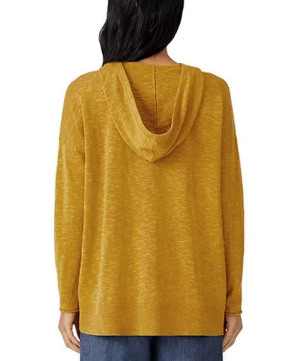 Eileen Fisher Organic Cotton Linen Slub Hooded Top in, Size Small
