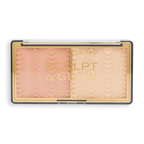 Revolution Pro Highlighter &amp; Contour Palette - Light Medium Shade - Vegan Sculpt &amp; Glow for Defined Features, Cruelty-Free Makeup