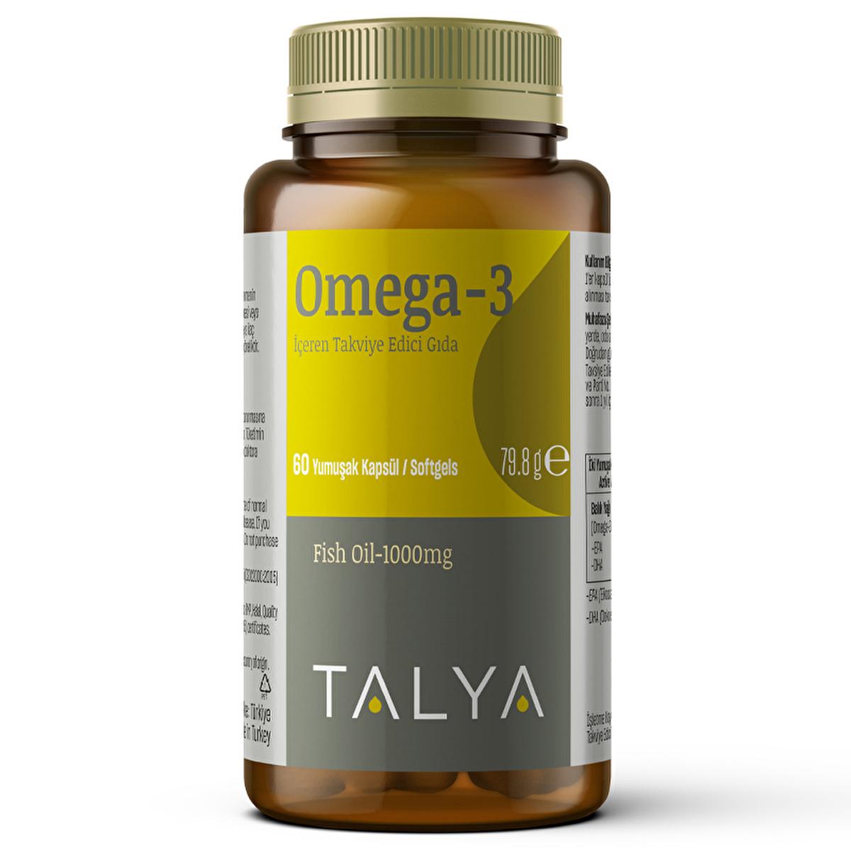 Talya Omega 3 Supplement - 60 Capsules for Heart Health and Brain Function