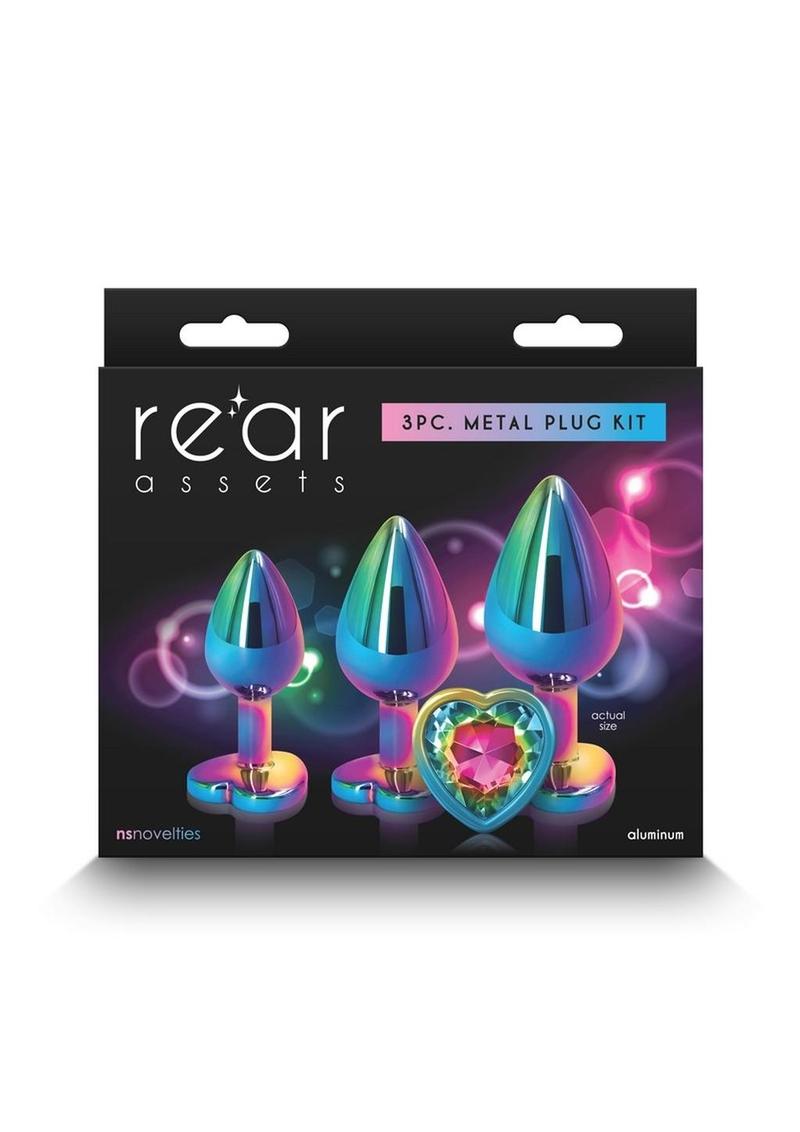 Rear Assets 3 Piece Metal Plug Kit Rainbow Aluminum with Gem Base