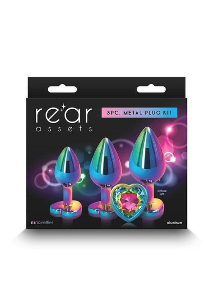 Rear Assets 3 Piece Metal Plug Kit Rainbow Aluminum with Gem Base