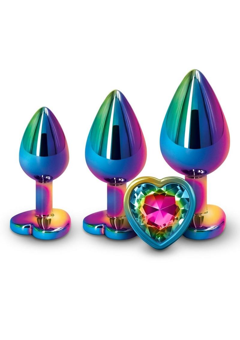 Rear Assets 3 Piece Metal Plug Kit Rainbow Aluminum with Gem Base