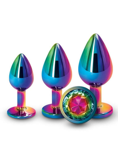 Rear Assets 3 Piece Metal Plug Kit Rainbow Aluminum with Gem Base