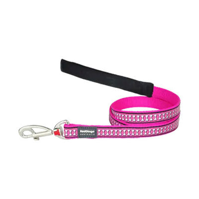 Reddingo Reflective Bone Pattern Pink Dog Leash Small 1.2m