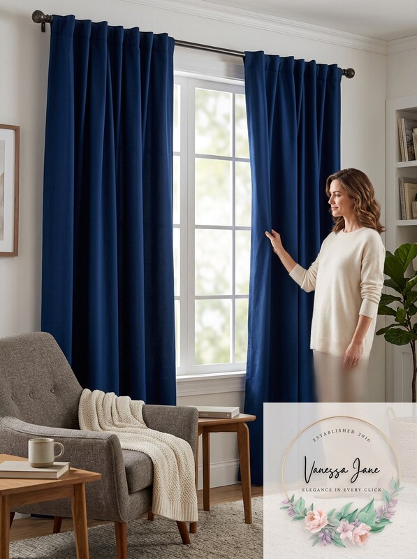 Skyline Velvet 50X 84 Inches Rod Pocket/Back Tab Window Curtain Panel in Navy