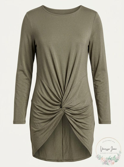 International Concepts Womens Twist Front High-Low Tunic Top,Size Large