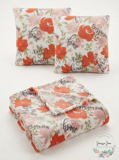 Infinity Home 3 PC Family Story Decorative Pillows and Throw Set