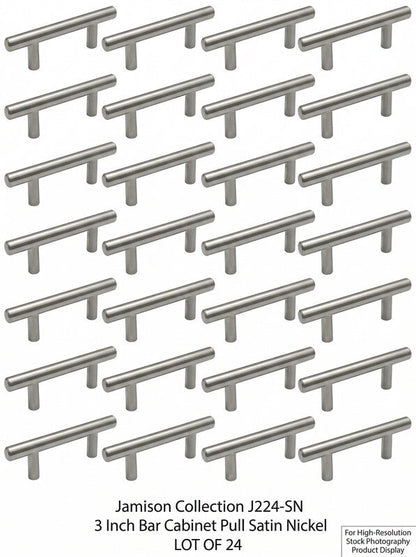 Jamison Collection J224-SN 3 Inch Bar Cabinet Pull Satin Nickel, LOT OF 24