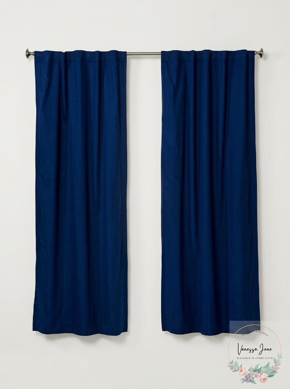 Skyline Velvet 50X 84 Inches Rod Pocket/Back Tab Window Curtain Panel in Navy