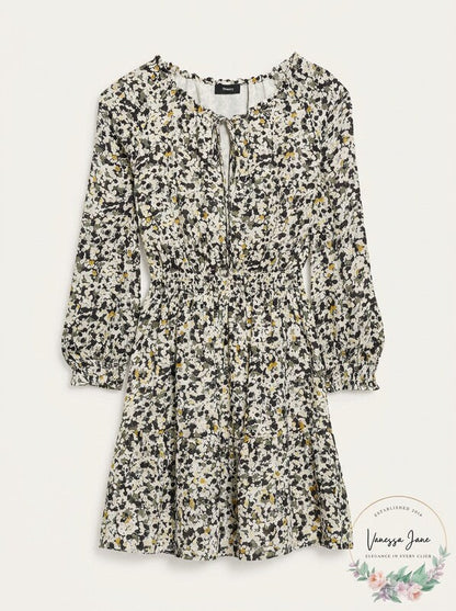 Theory Drawstring Neck Silk Mini Dress, Size Large
