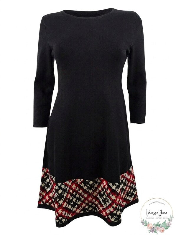 Jessica Howard Plus Size Printed-Hem Sweater Dress, Petite Medium