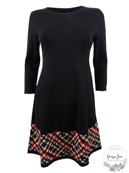Jessica Howard Plus Size Printed-Hem Sweater Dress, Petite Medium