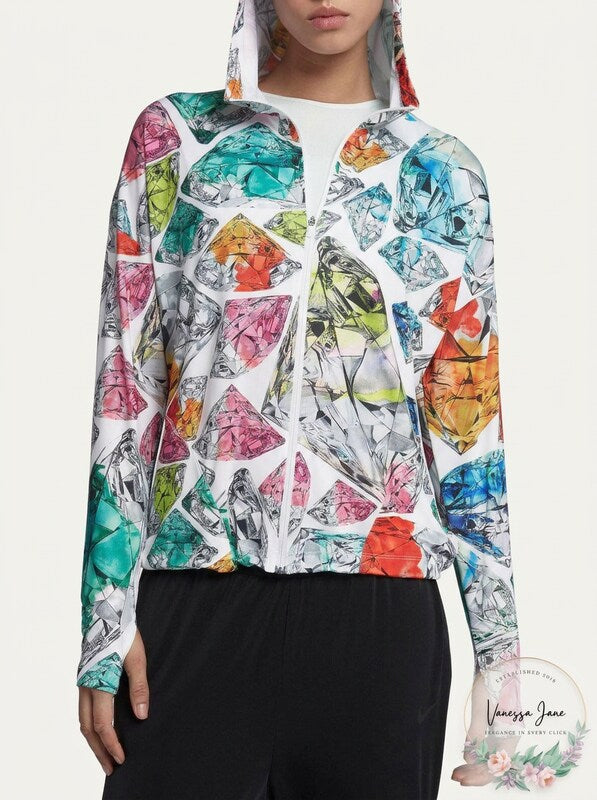 Nike Womens Dry Printed Hooded Training Jacket, Size Medium
