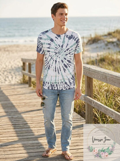 Guess Mens Spiral Tie-Dyed T-Shirt, Size XL