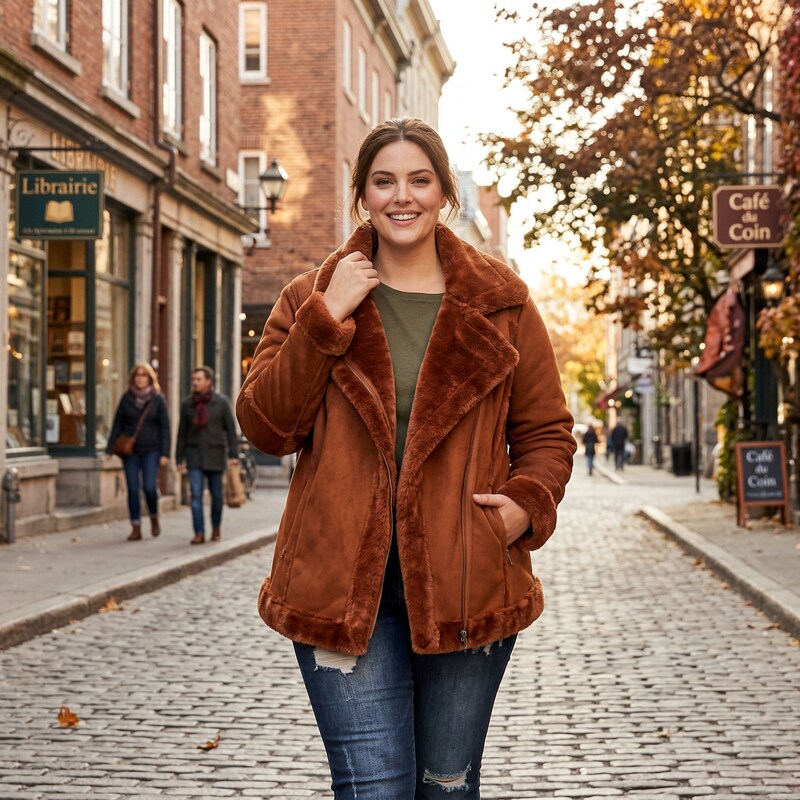 Style &amp; Co Plus Size Faux-Shearling Moto Jacket, Size 0X