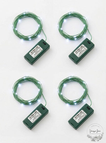UltraLED Battery Operated 42-Inch White Twinkle Light String, Lot of 4