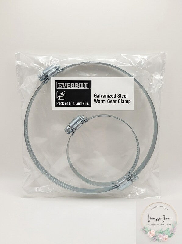 Everbilt Pack of 6 in, and 8 in. Galvanized Steel Worm Gear Clamp