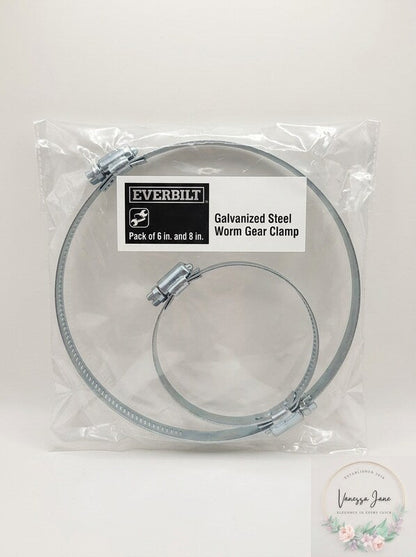 Everbilt Pack of 6 in, and 8 in. Galvanized Steel Worm Gear Clamp