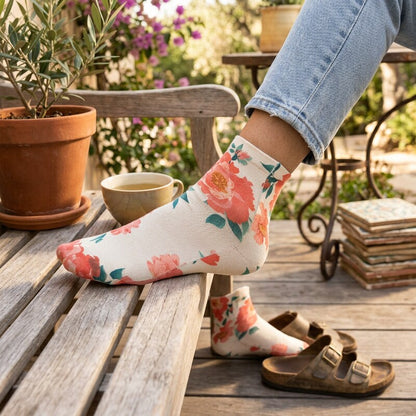 Lot of 3 INC Womens Printed Floral Socks/ Sheer Stripe Ankle Socks, One Size`