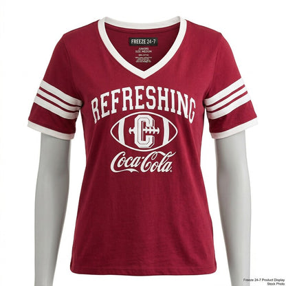 Freeze 24-7 Juniors Coca-Cola-Graphic Varsity T-Shirt, Burgundy, Size Medium
