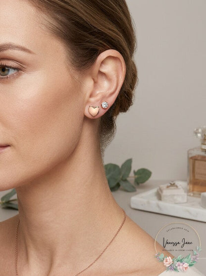 Unwritten Three Pair Silver Plated Earring Set with Rose Gold