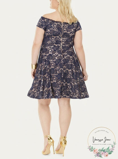 B. Darlin Womens Juniors Plus Lace Fit &amp; Flare Dress, Size 22W