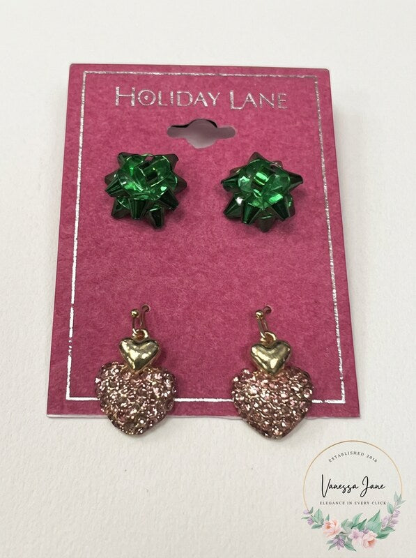 Holiday Lane Gold-Tone 2-Pc. Set Pave Stud and Drop Earrings