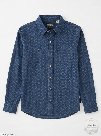 Buffalo David Bitton Blue Big Boys Shirts, Size XL
