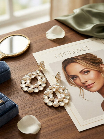 Inc Gold-Tone Imitation Pearl Cluster Drop Earrings