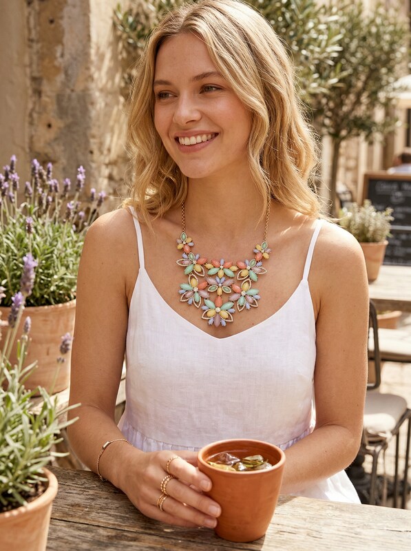 I.n.c. Gold-Tone Crystal &amp; Stone Flower Statement Necklace