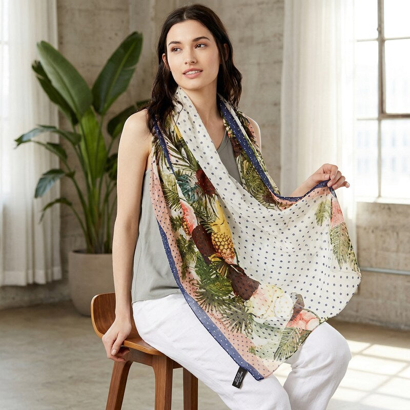 INC International Concepts Tropical Stripe Scarf Wrap &amp; Cover-Up Pareo Peach