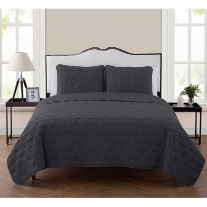 VCNY Home Kaleidoscope 3-Piece Grey Geometric Quilt Set  King