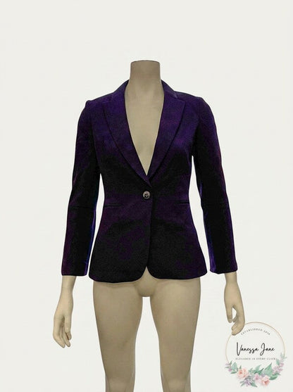 Tahari ASL Flare-Sleeved Crepe Blazer, Size 2/Eggplant