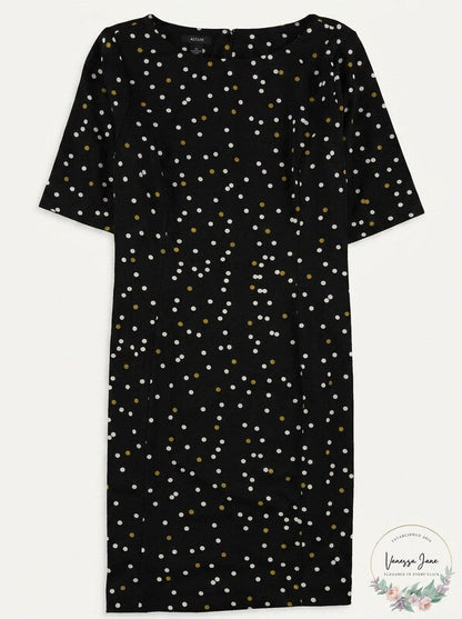 Alfani Printed Sheath Dress Color Pop Dot, Size 14