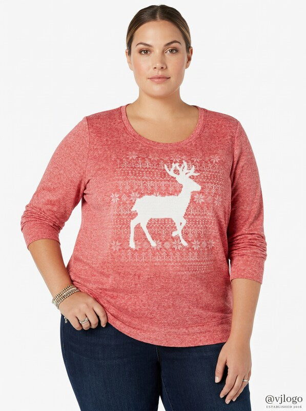 Style &amp; Co Plus Size Reindeer Sweatshirt, Size 3X