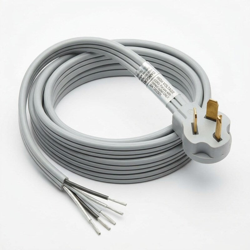 Prime RD100304 3-Pole 3-Wire SRDT 30A 125/250-Volt Dryer Cord, Gray, 4-Feet