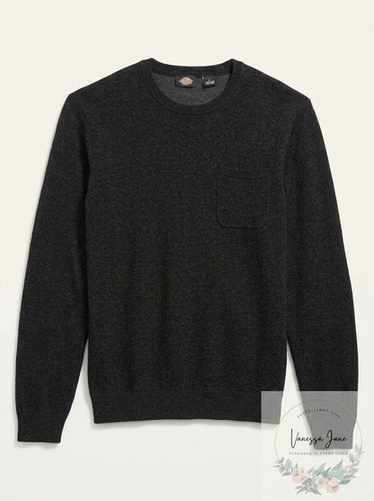 Dickies Mens Big and Tall Crew Pullover with Patch Pocket,Size 2XB Black