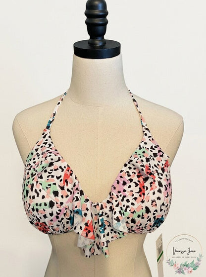 Salt + Cove Juniors Waiting Fur Tonight Push-up Bikini Top-L/ Leopard Multi