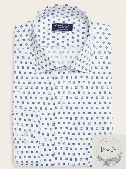 Club Room Mens Classic/Regular Fit Performance Foulard Print Dress, Size Medium
